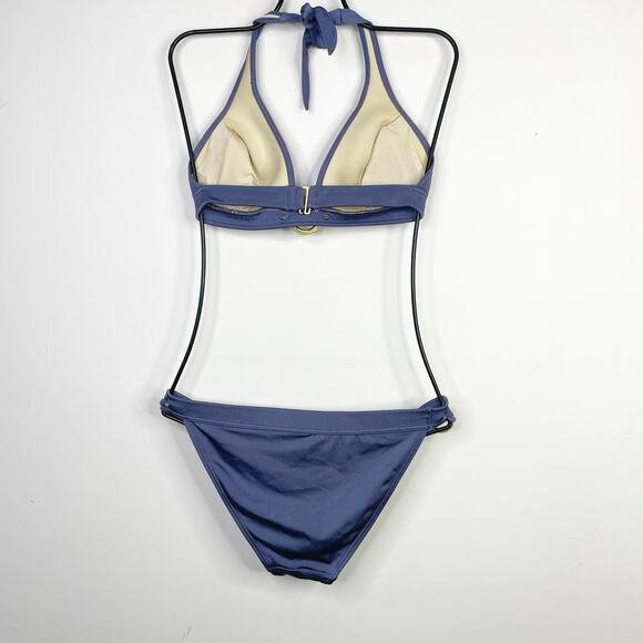 Victorias Secret 2009 Y2K Gold Chain Halter Bikini Swimsuit Swim Purple womens M - Picture 5 of 12
